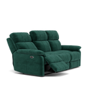 Fara 3 Seater Recliner Sofa - 3 Seater with 2 Power Recliners Fabric - Power Recliner with USB — FAB-MEG-37  EMERALD GREEN, gallery image 1