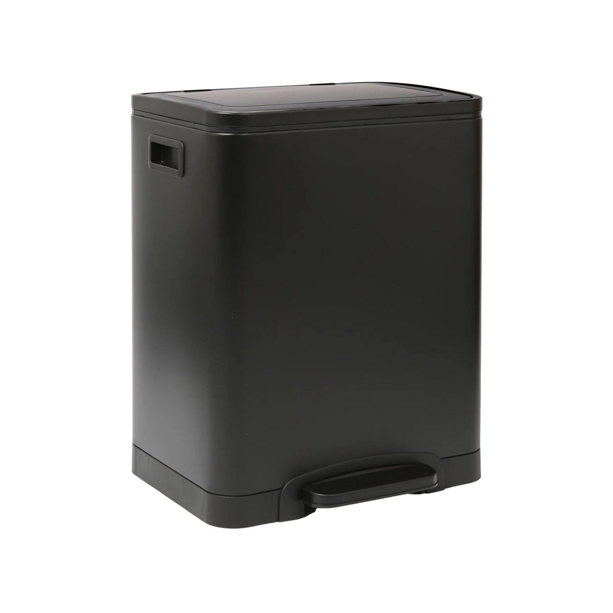 Matt Black Stainless Steel Double Kitchen Pedal Bin - Double Pedal Bin Matt Black 30L Sterling Home 1