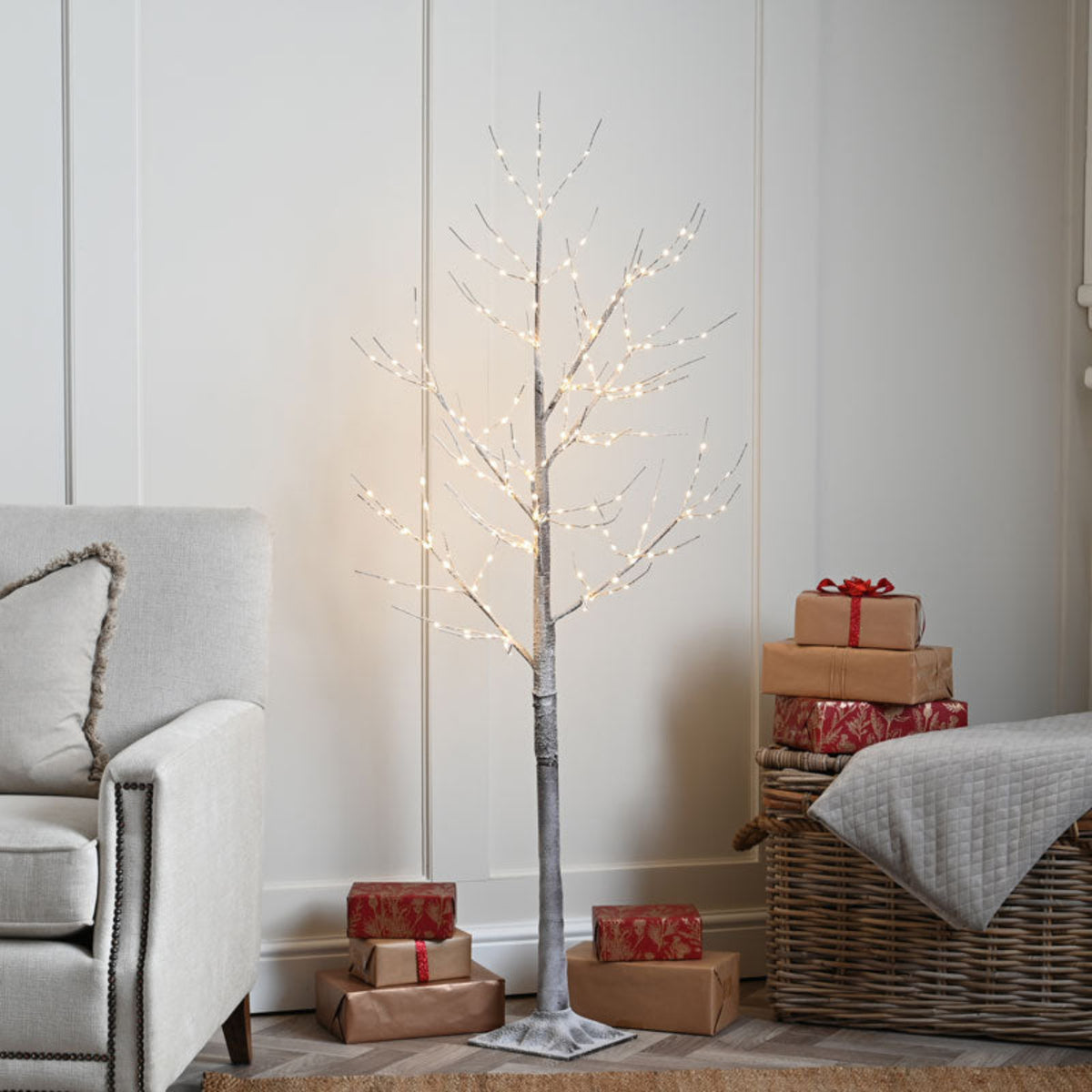 Lit Warm White Snow Tree 120CM - Lit Warm White Snow Tree 120CM Sterling Home 1