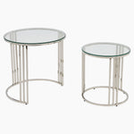Florence Coffee Table - Coffee Table Set Clear Glass / Stainless Steel Tables Sterling Home 1
