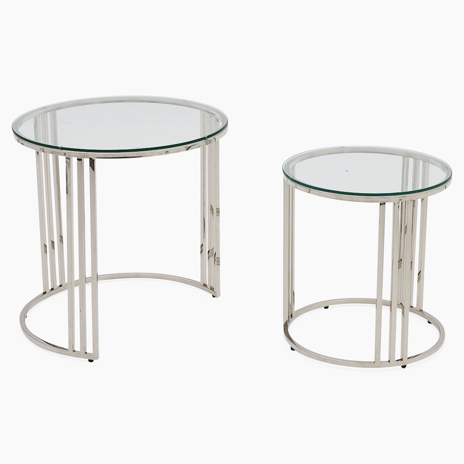 Florence Coffee Table - Coffee Table Set Clear Glass / Stainless Steel Tables Sterling Home 1