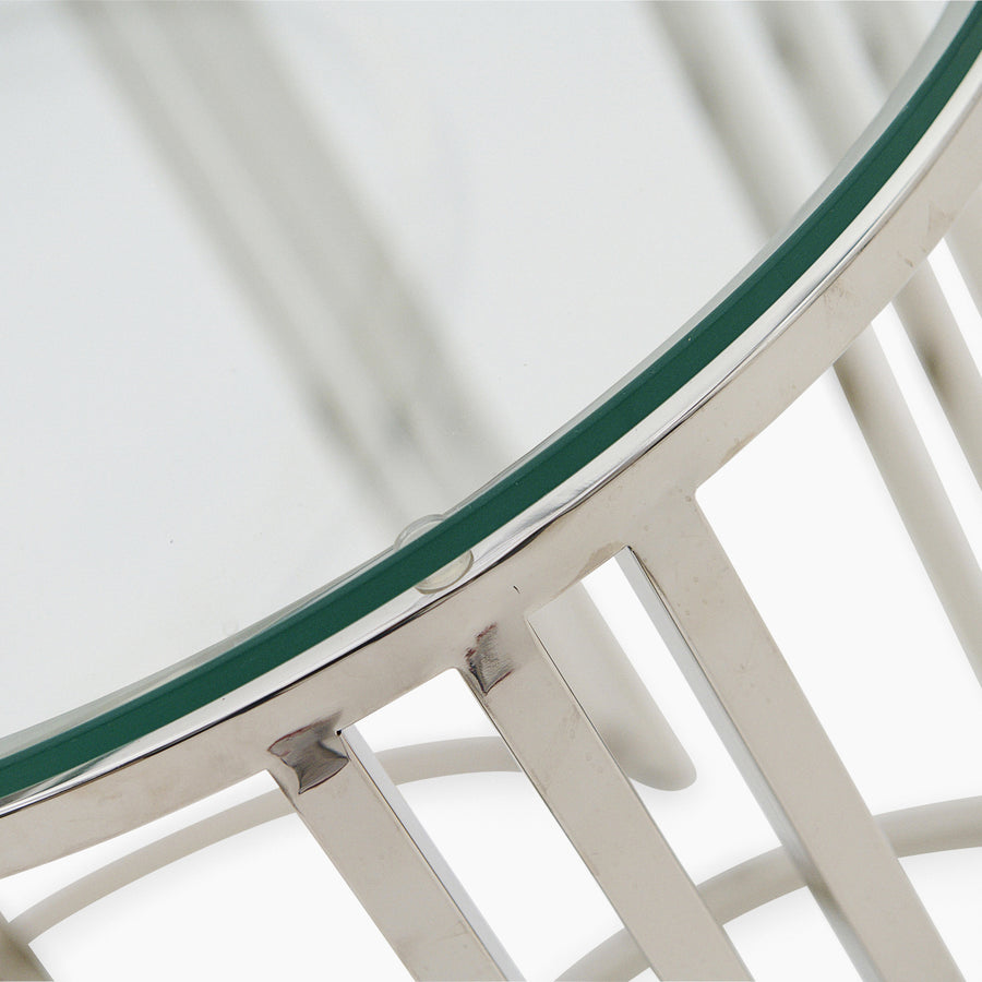 Florence Coffee Table - Coffee Table Set Clear Glass / Stainless Steel Tables Sterling Home 2