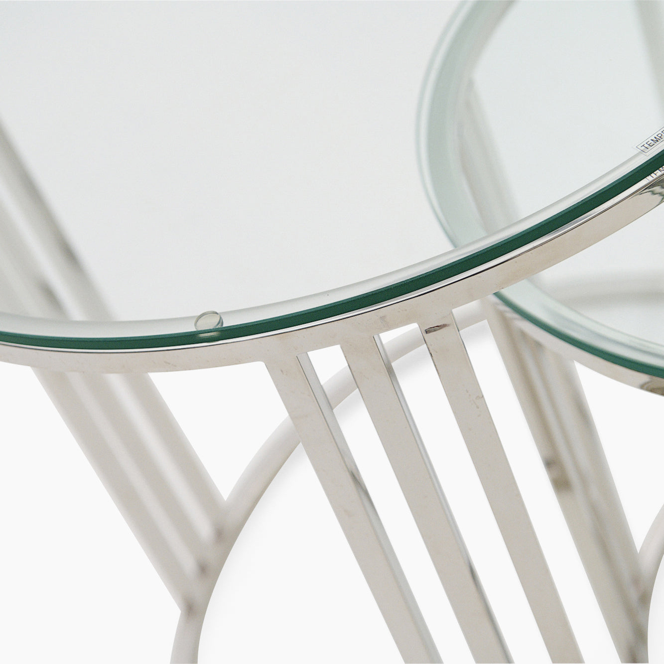 Florence Coffee Table - Coffee Table Set Clear Glass / Stainless Steel Tables Sterling Home 3