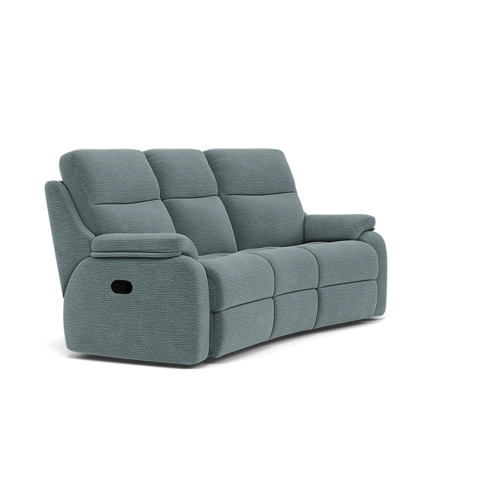 G Plan Kingsbury 3 Seater Curved Recliner Sofa - 3 Seater Power Recliner Curved Sofa Headrest + Lumbar with USB Grade B - Power with Power Headrest, Lumbar & USB — B925 Waffle Marine, gallery image 1
