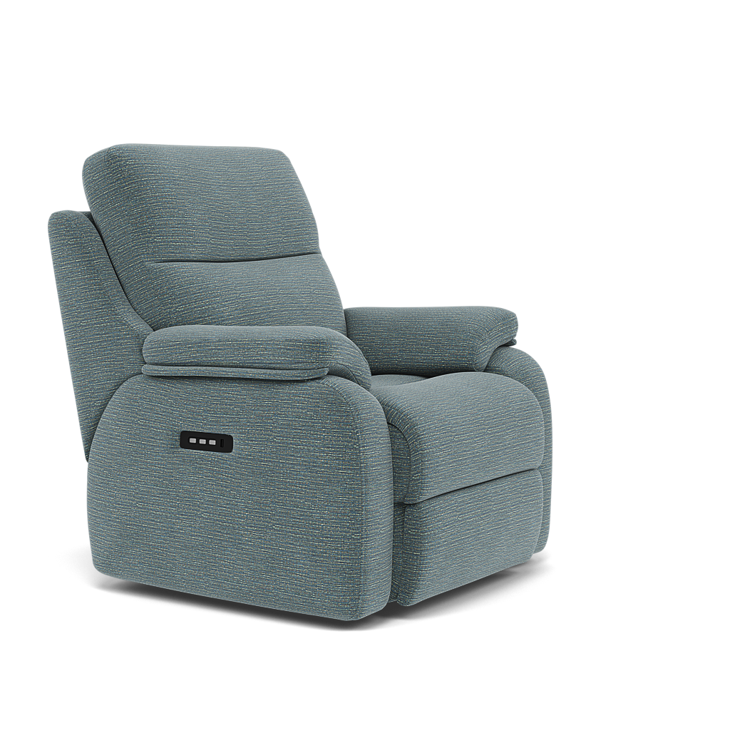 G Plan Kingsbury Recliner Armchair - Power Recliner Chair Headrest + Lumber with USB Grade B - Power with Power Headrest, Lumbar & USB — B925 Waffle Marine, gallery image 1