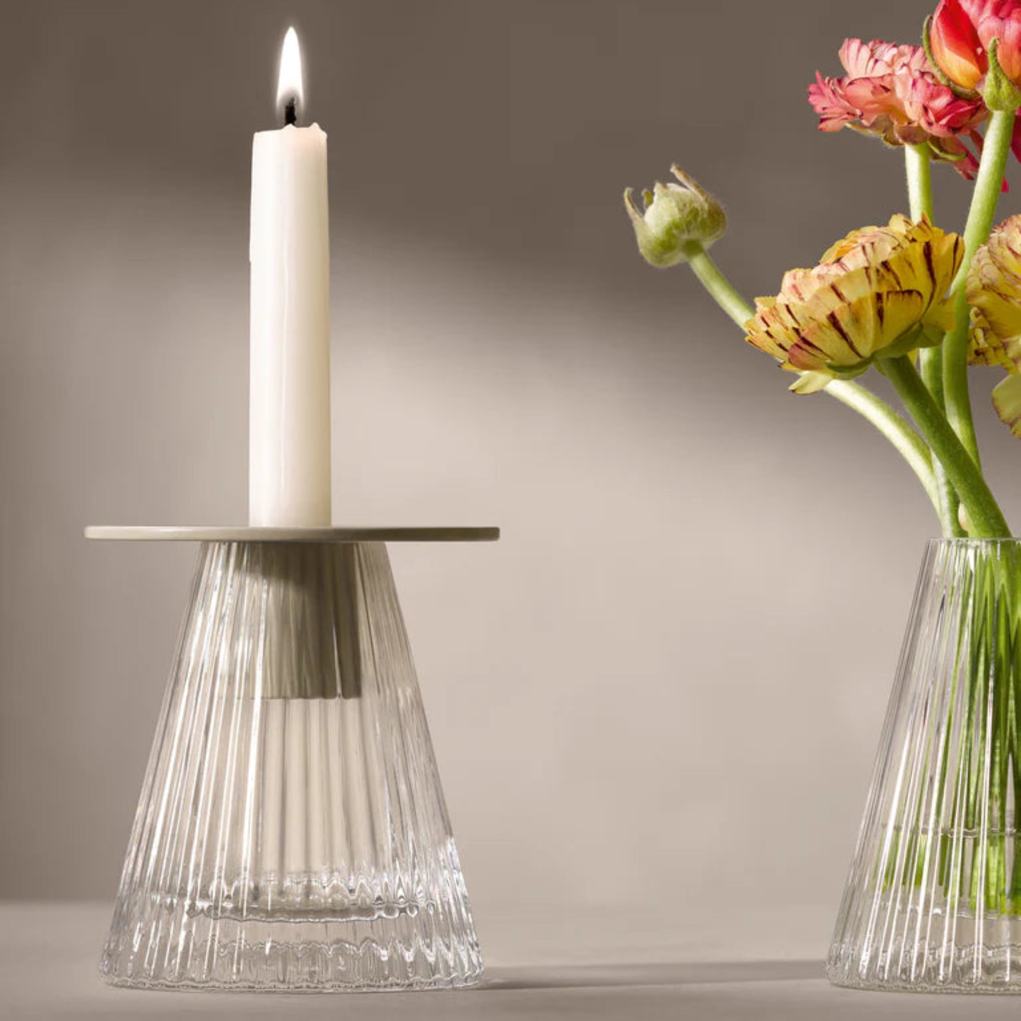 LSA Beacon Candleholder/Vase Grey 10CM - Beacon Candle Holder/Vase Clear/Grey 10CM Sterling Home 2