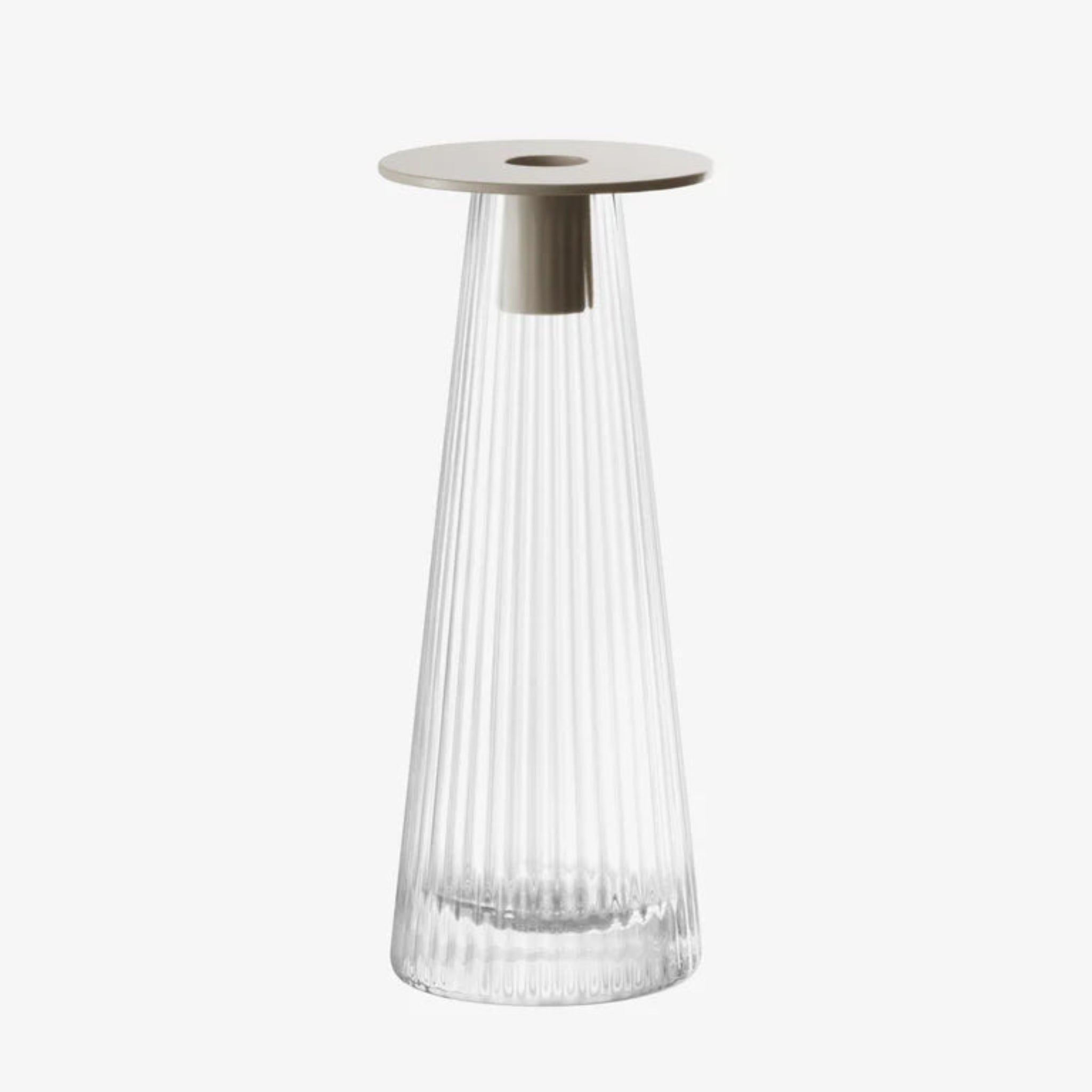 LSA Beacon Candle Holder/Vase Grey 22CM - Beacon Candle Holder/Vase Clear/Concrete Grey 22CM Sterling Home 1