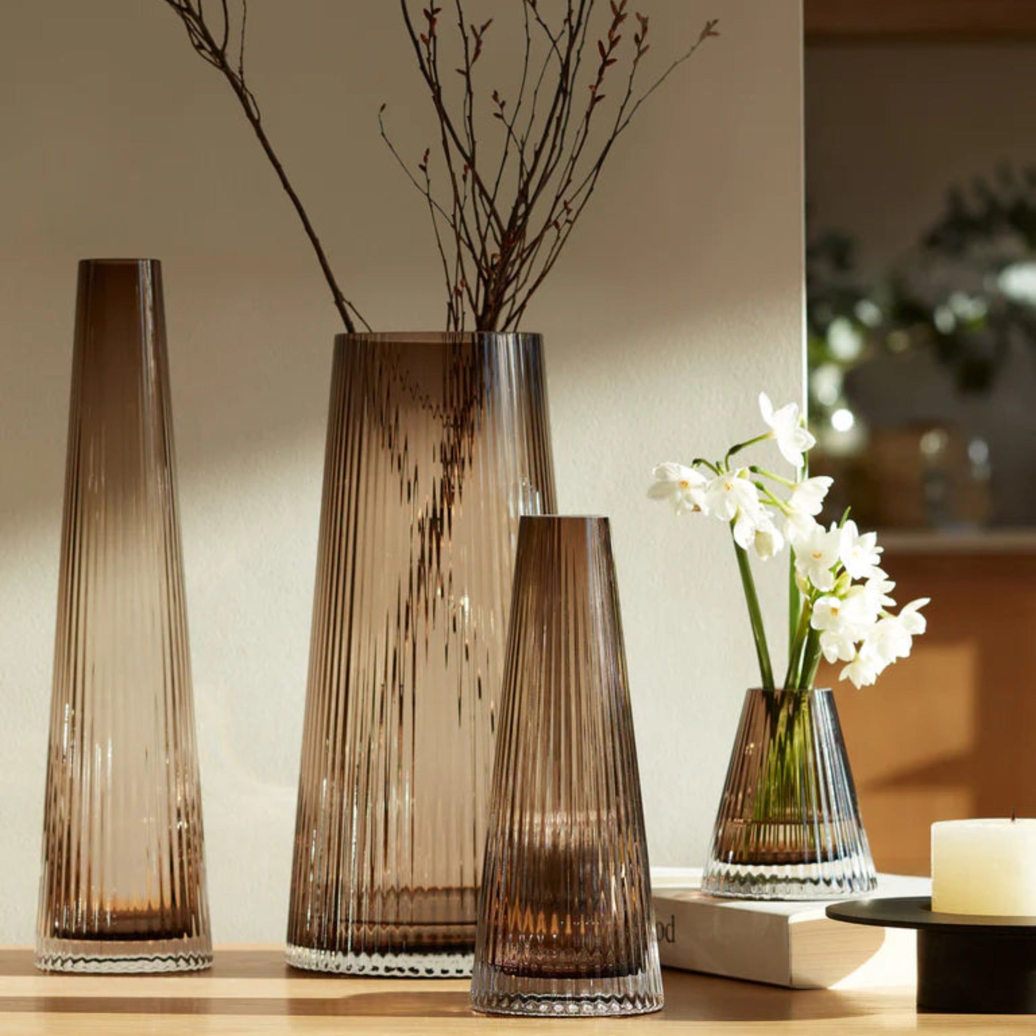 LSA Beacon Candle Holder/Vase Black 22CM - Beacon Candle Holder/Vase Taupe/Jet Black 22CM Sterling Home 2