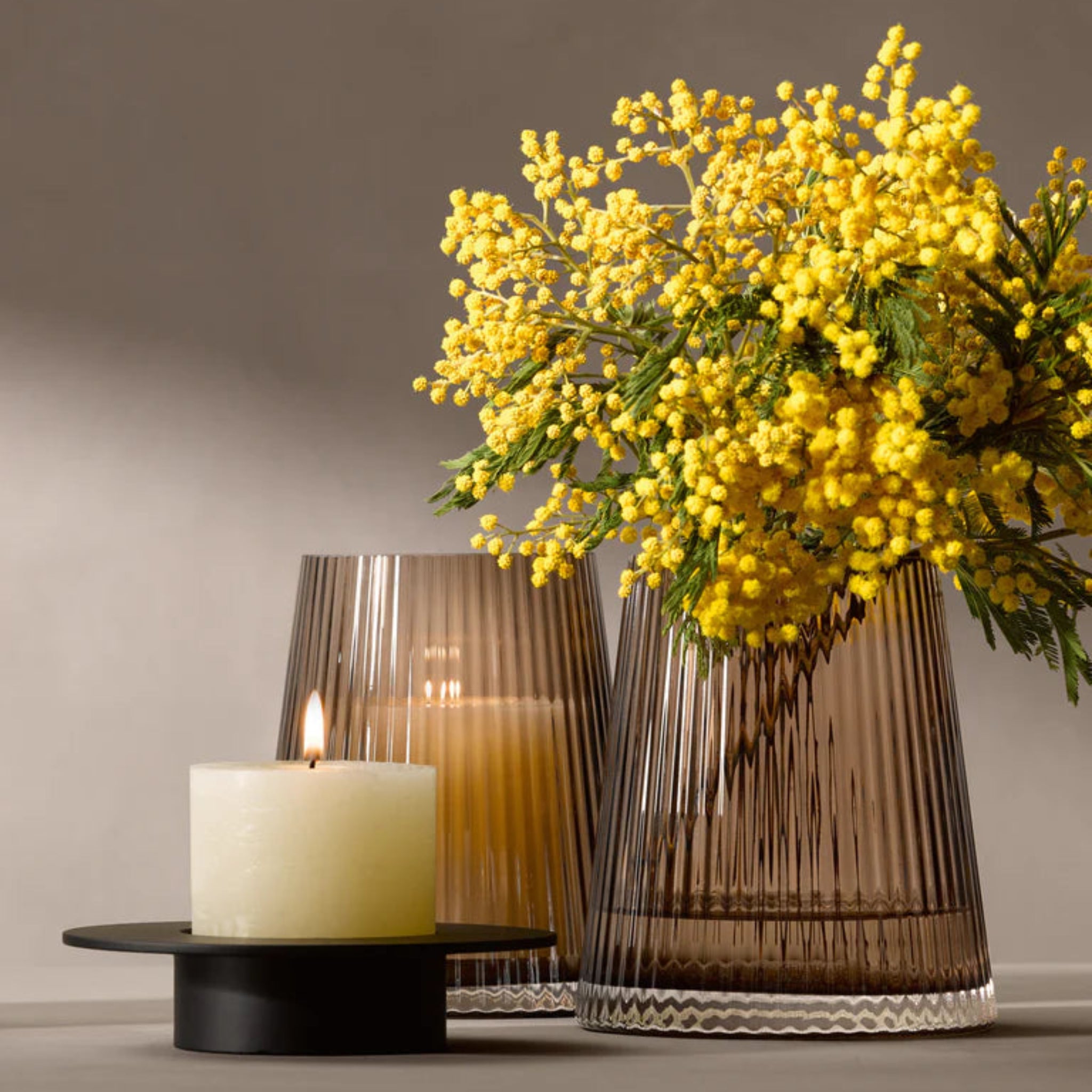 LSA Beacon Lantern/Vase Black 14CM - Beacon Lantern/Vase Taupe/Jet Black 14CM Sterling Home 1