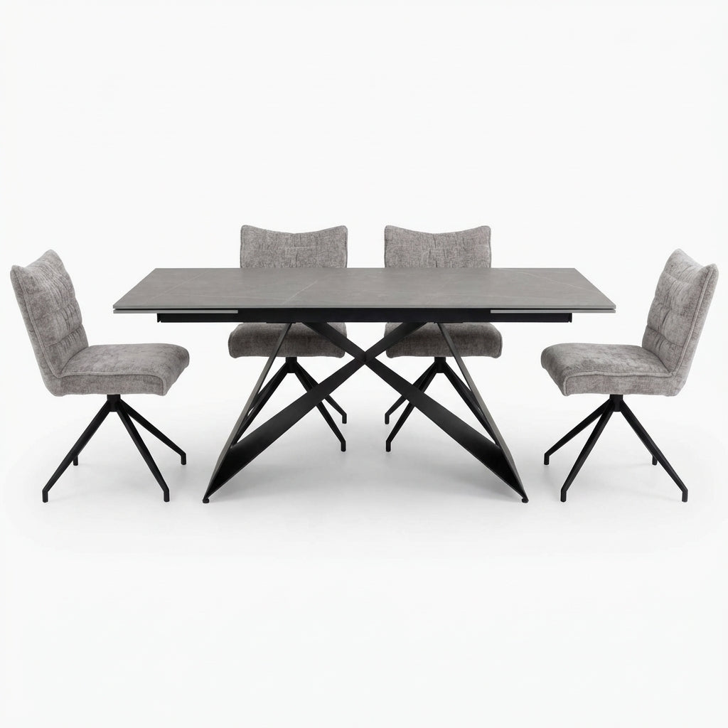 Odessey Dining Table & 4 Swivel Dining Chairs Set Sterling Home 1