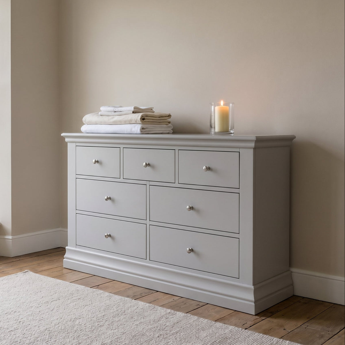 Aria Grey 3 Over 4 Drawer Chest - 3 Over 4 Chest Light Grey Chests of Drawers Sterling Home 2