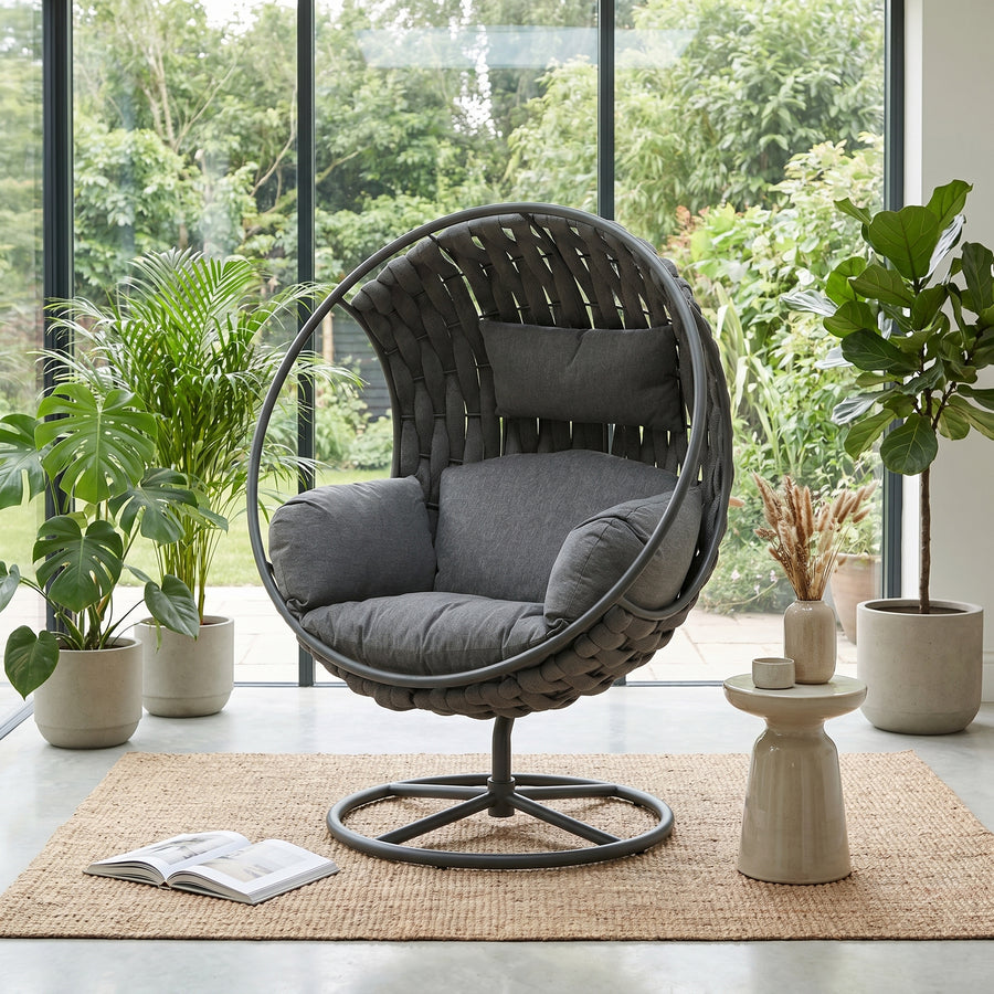 Grey Outdoor Swivel Chair - Outdoor Swivel Chair Grey Sterling Home 1