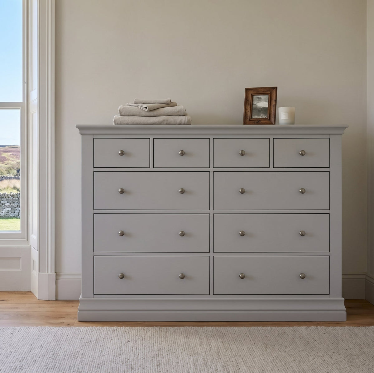 Aria Grey 4 Over 6 Drawer Chest - 4 Over 6 Chest Light Grey Chests of Drawers Sterling Home 2