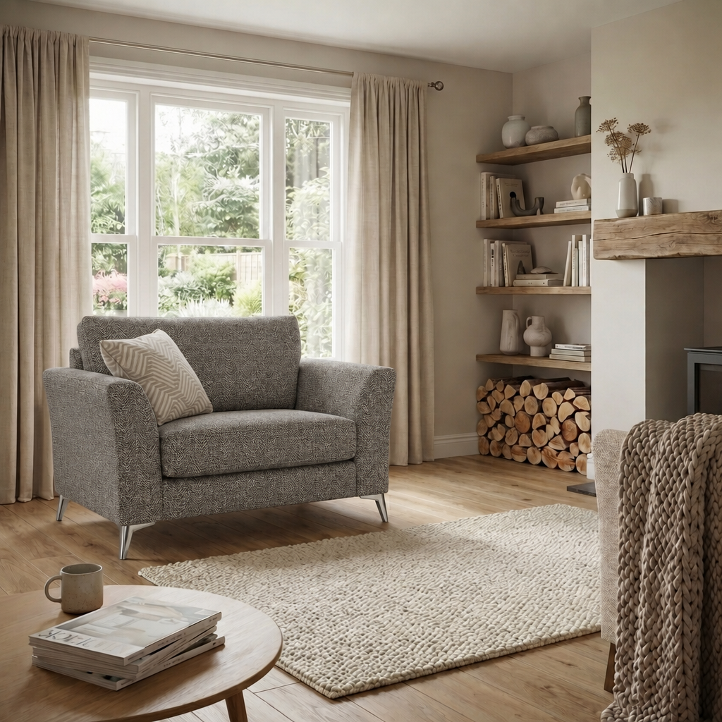 Chilton Armchair - Chair Fabric — Chrome Feet / Barley Charcoal, gallery image 4