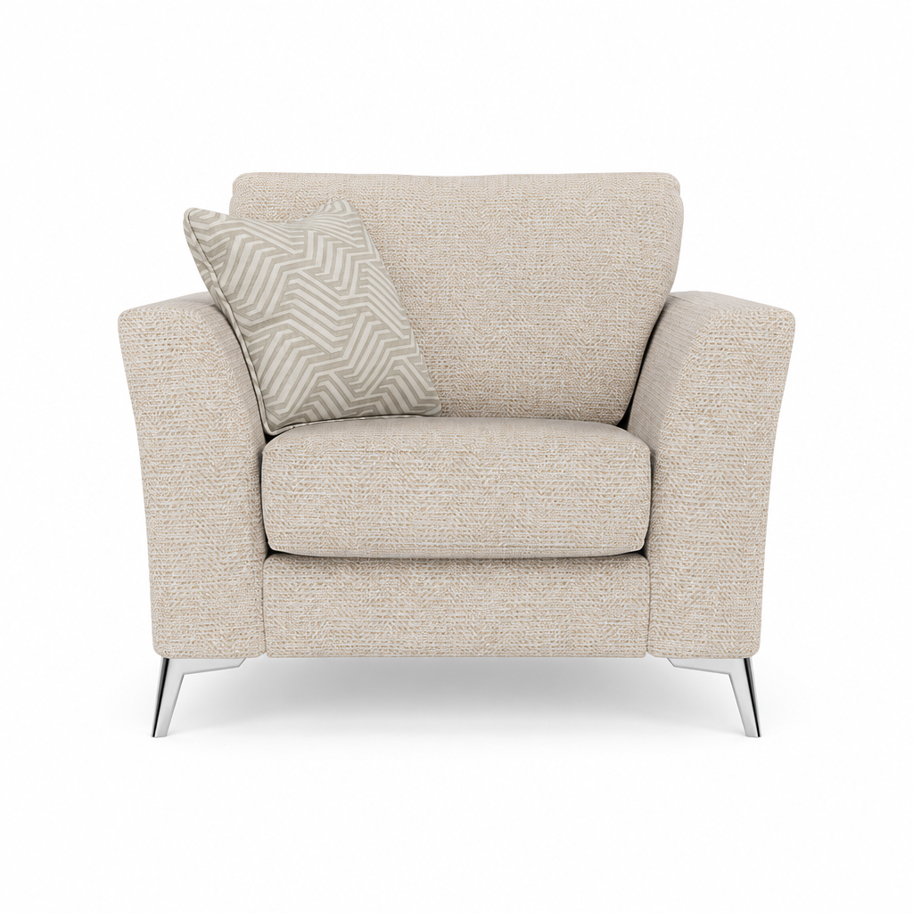 Chilton Armchair - Chair Fabric Armchairs Sterling Home 7 Chrome Feet Barley Linen
