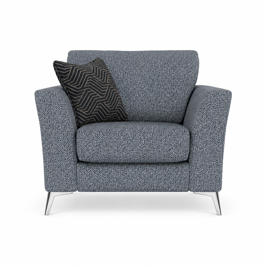 Chilton Armchair - Chair Fabric Armchairs Sterling Home 8 Chrome Feet Barley Marine