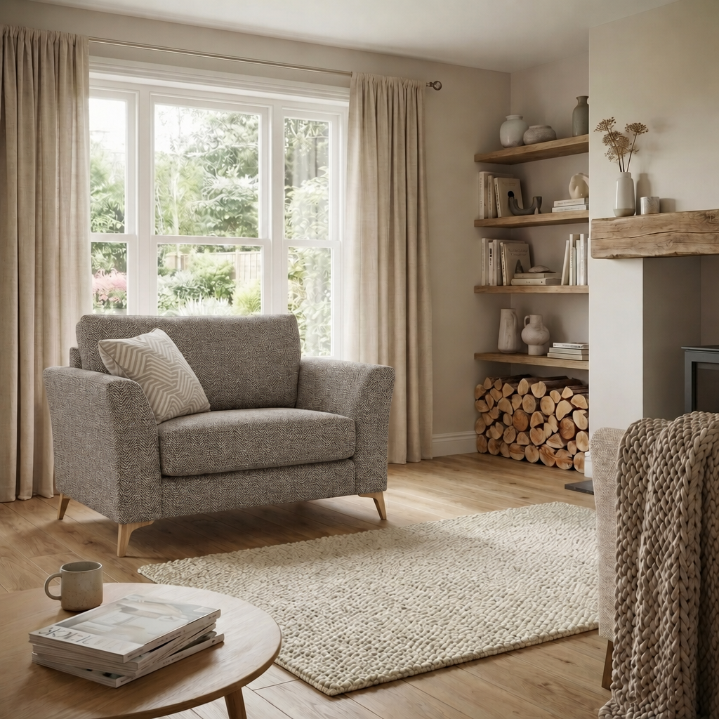 Chilton Armchair - Chair Fabric — Light Feet / Barley Charcoal, gallery image 4