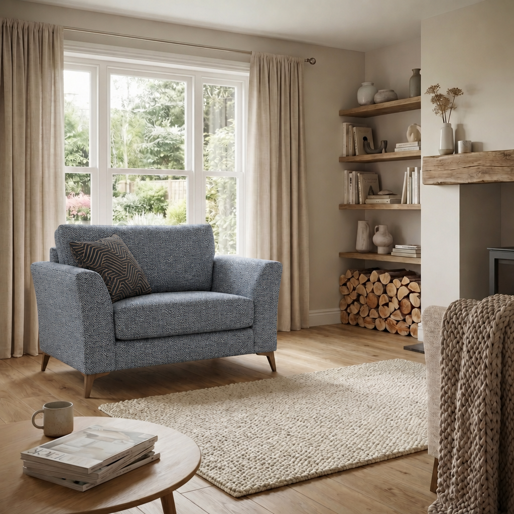 Chilton Armchair - Chair Fabric — Smoke Feet / Barley Marine, gallery image 4