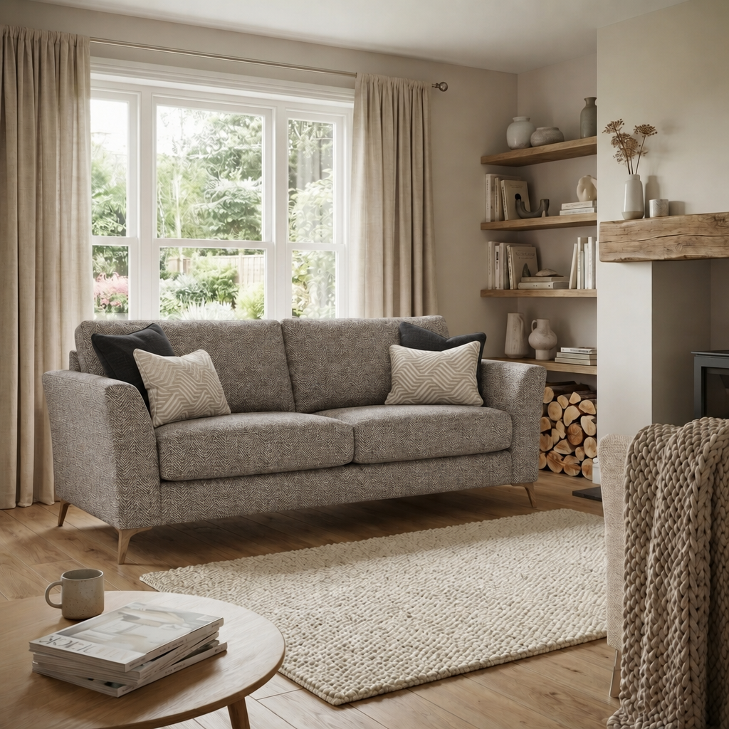 Chilton 3 Seater Sofa - 3 Seater Sofa Fabric — Smoke Feet / Barley Charcoal, gallery image 5