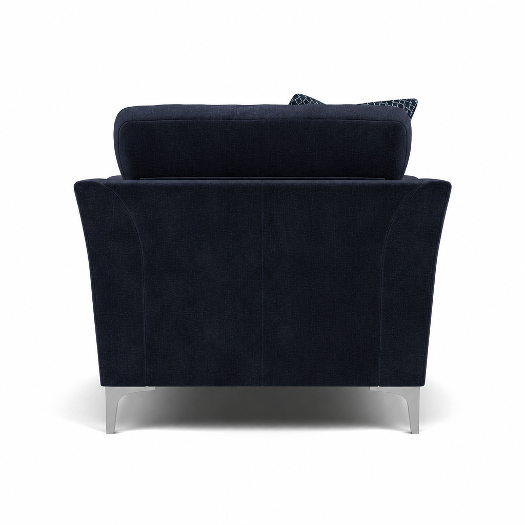Tulip Armchair - Chair Fabric — Manhattan Ink/Avana Aqua/Lattice Marine / Brushed Chrome, gallery image 3