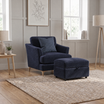 Tulip Armchair - Chair Fabric — Manhattan Ink/Avana Aqua/Lattice Marine / Light, gallery image 1