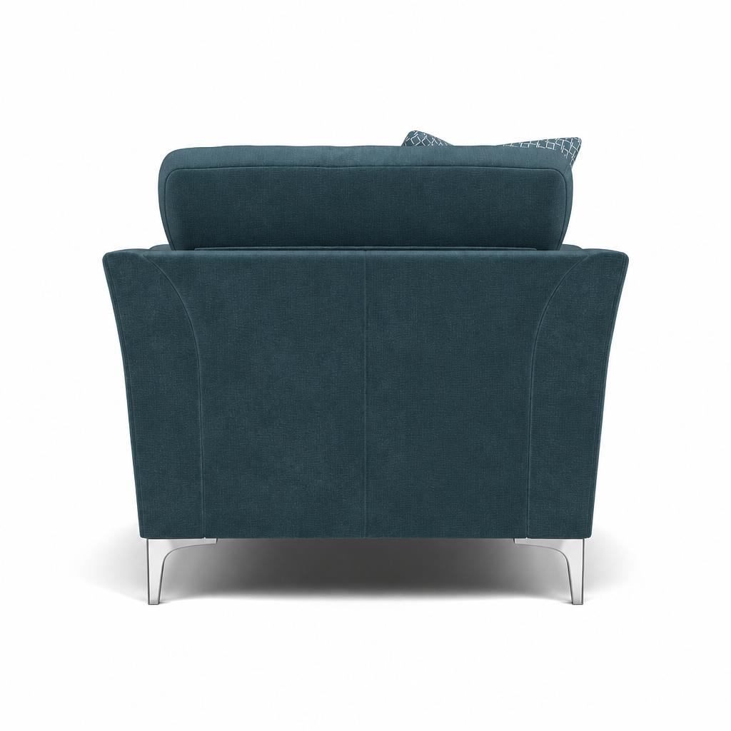 Tulip Armchair - Chair Fabric — Manhattan Airforce/Avana Cream/Lattice Haze / Brushed Chrome, gallery image 2