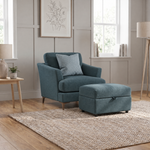 Tulip Armchair - Chair Fabric — Manhattan Airforce/Avana Cream/Lattice Haze / Smoke, gallery image 3