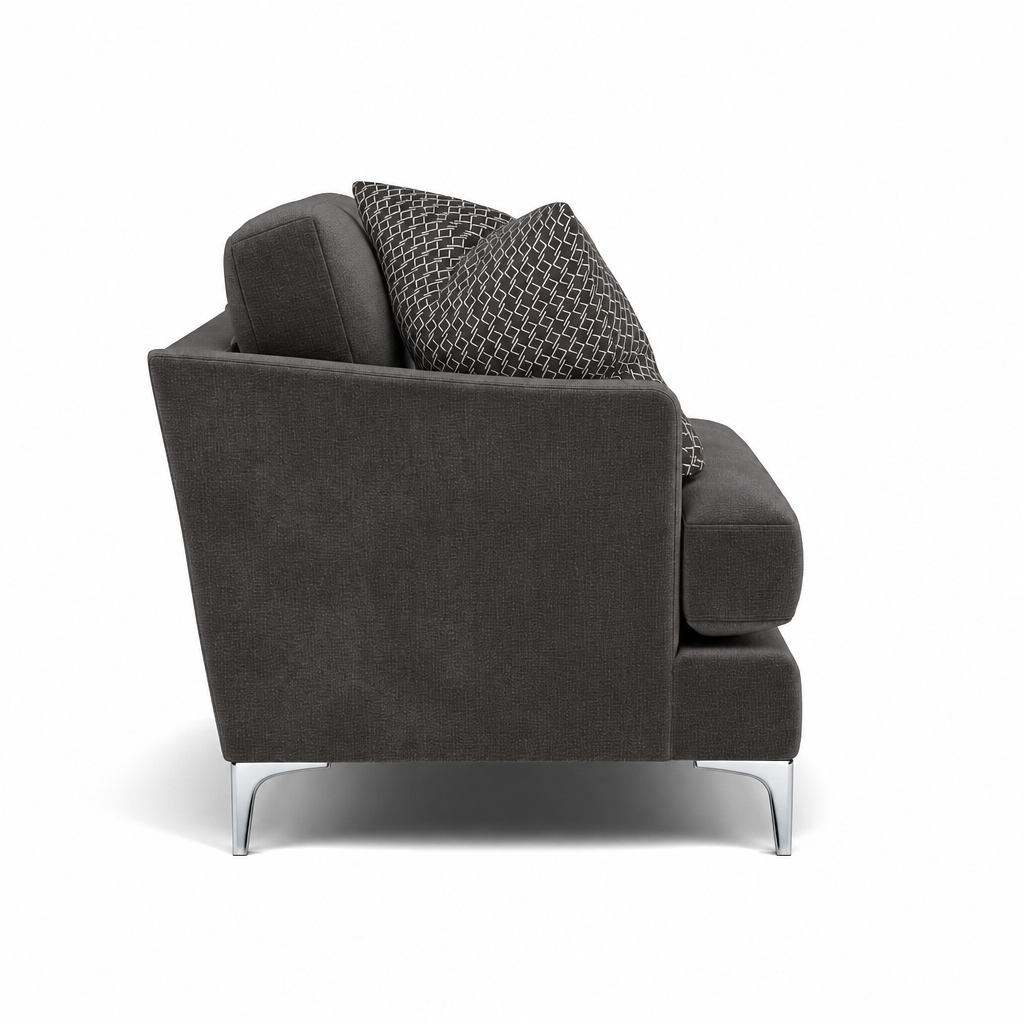 Tulip Armchair - Chair Fabric — Manhattan Asphalt/Avanna Steel/Lattice Steel / Brushed Chrome, gallery image 1