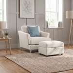 Tulip Armchair - Chair Fabric — Avana Cream/Lattice Haze/Manhattan Airforce / Brushed Chrome, gallery image 3