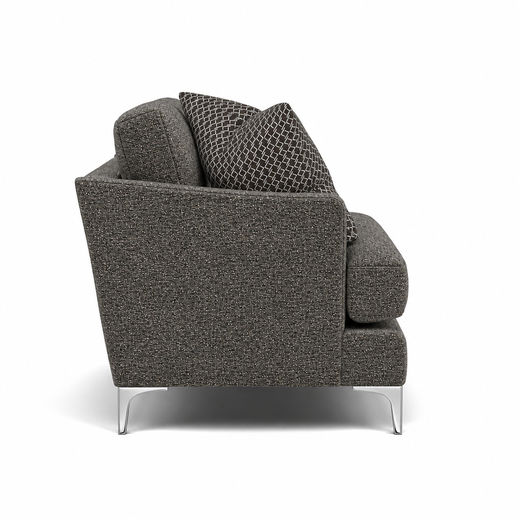 Tulip Armchair - Chair Fabric — Avana Steel/Lattice Steel/Manhattan Asphalt / Brushed Chrome, gallery image 2