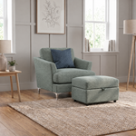 Tulip Armchair - Chair Fabric — Avana Aqua/Lattice Marine/Manhattan Ink / Brushed Chrome, gallery image 3