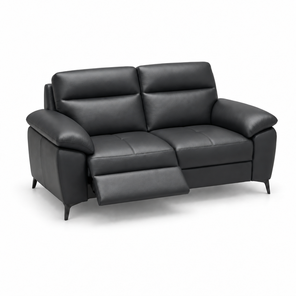 Nicoletti Vivaldi 2 Seater Recliner Sofa On Legs - 2 Seater Double Power Recliner on Legs CK Botero - Power Recliner with USB-C 2 Seater Sofas Sterling Home 7 Botero 2154 Nero