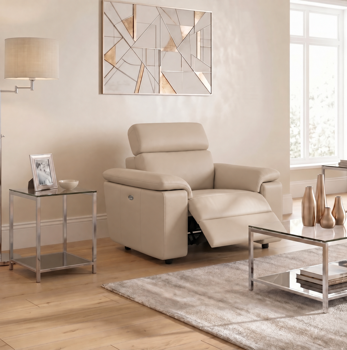 Nicoletti Rossini Recliner Armchair  - Power Recliner Armchair CB - Power Recliner with USB — Torello PS Fango 352, gallery image 3