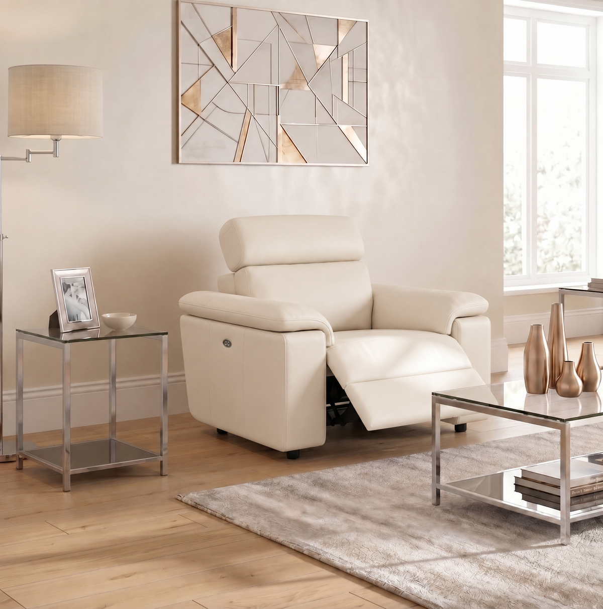 Nicoletti Rossini Recliner Armchair  - Power Recliner Armchair CB - Power Recliner with USB — Torello PS Bianco 93, gallery image 3