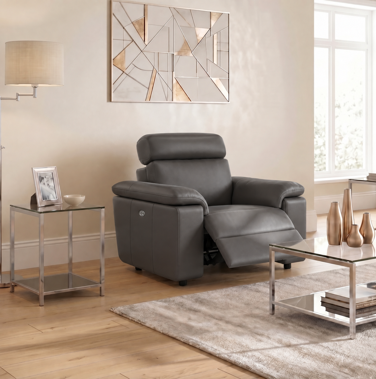 Nicoletti Rossini Recliner Armchair  - Power Recliner Armchair CB - Power Recliner with USB — Torello PS Chocol -S 91, gallery image 3