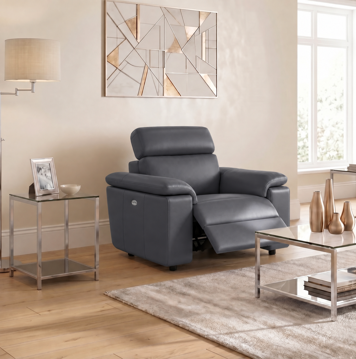 Nicoletti Rossini Recliner Armchair  - Power Recliner Armchair CB - Power Recliner with USB — Torello PS Blu -S 81, gallery image 3