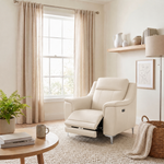 Nicoletti Carmen Recliner Armchair - Power Recliner Chair CB - Power Recliner with USB — Feet: Shiny Metal / Torello PS Bianco 93, gallery image 3