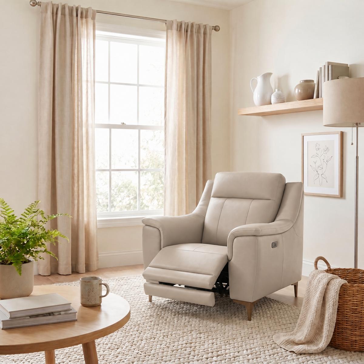 Nicoletti Carmen Recliner Armchair - Power Recliner Chair CB - Power Recliner with USB — Feet: Graubraun / Torello PS Tortora 328, gallery image 3