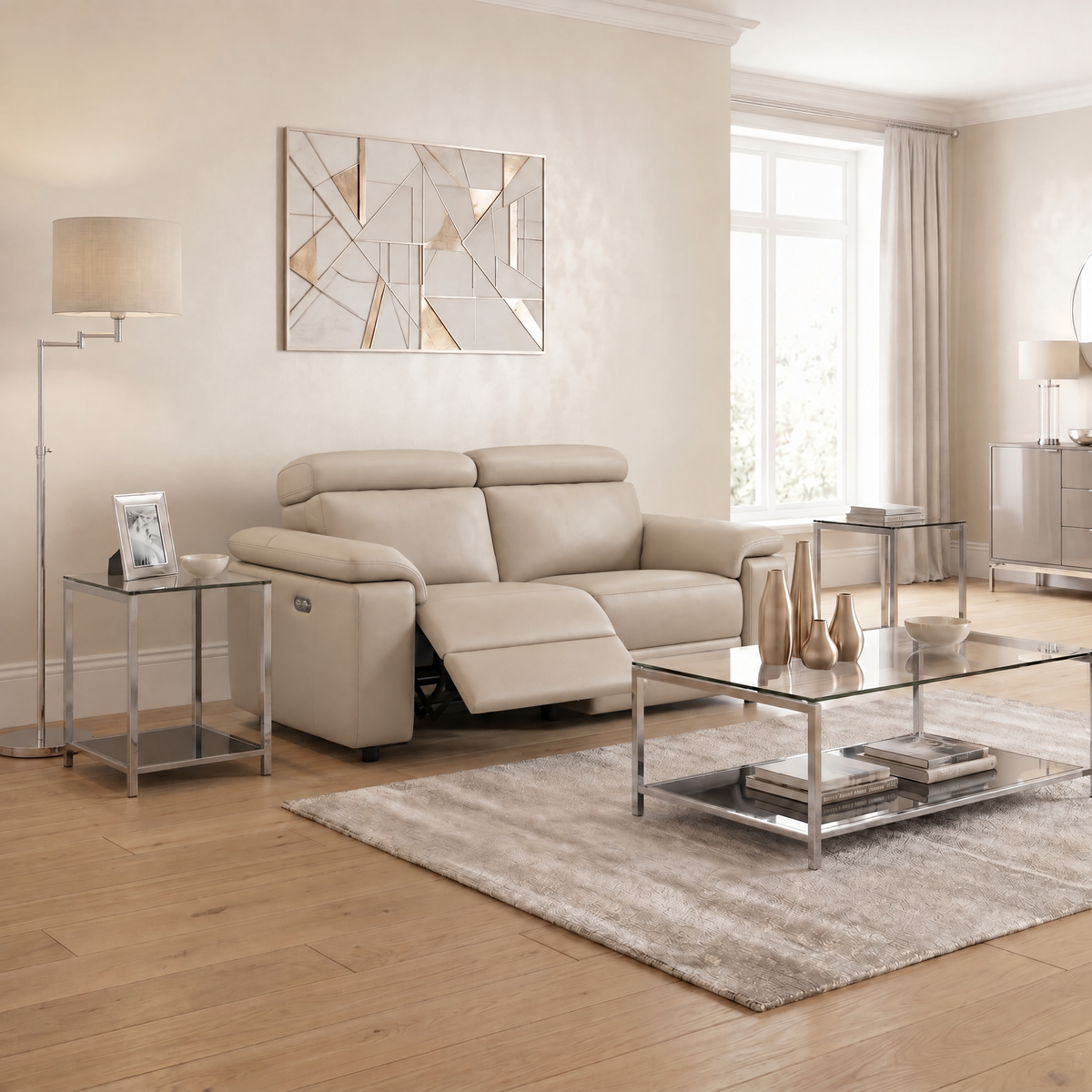 Nicoletti Rossini 2 Seater Recliner Sofa - 2 Seater Sofa Power Recliner CB - Power Recliner with USB — Torello PS Fango 352, gallery image 3