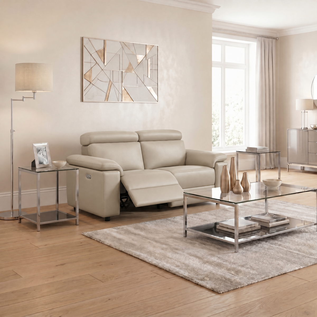 Nicoletti Rossini 2 Seater Recliner Sofa - 2 Seater Sofa Power Recliner CB - Power Recliner with USB — Torello PS Tortora 328, gallery image 3