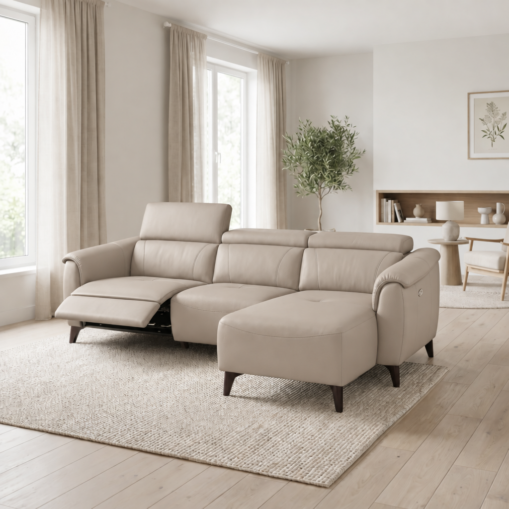 Nicoletti Verdi Chaise Sofa with Power Recliner & Lumbar Support - Chaise Sofa with Power Recl & Lumbar Support CB Torello - Power with Power Lumbar & USB — Torello PS Fango 352, gallery image 1