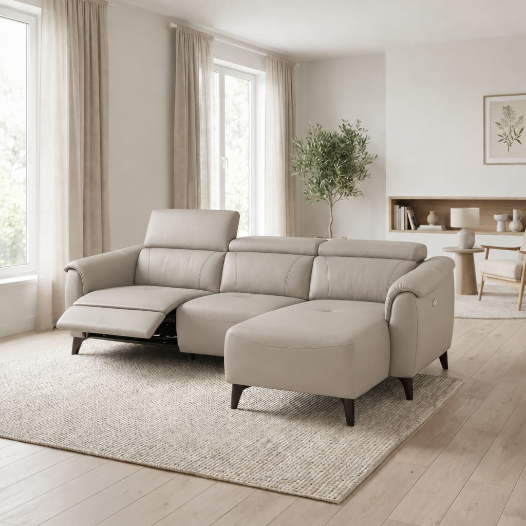 Nicoletti Verdi Chaise Sofa with Power Recliner & Lumbar Support - Chaise Sofa with Power Recl & Lumbar Support CB Torello - Power with Power Lumbar & USB — Torello PS Tortora 328, gallery image 1