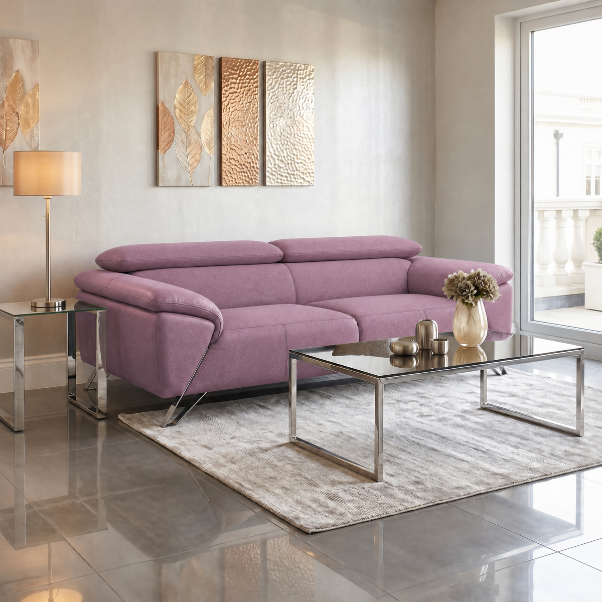 Nicoletti Puccini 3 Seater Sofa - 3 Seater Sofa NA — Coupe' FR 003 Glicine, gallery image 3