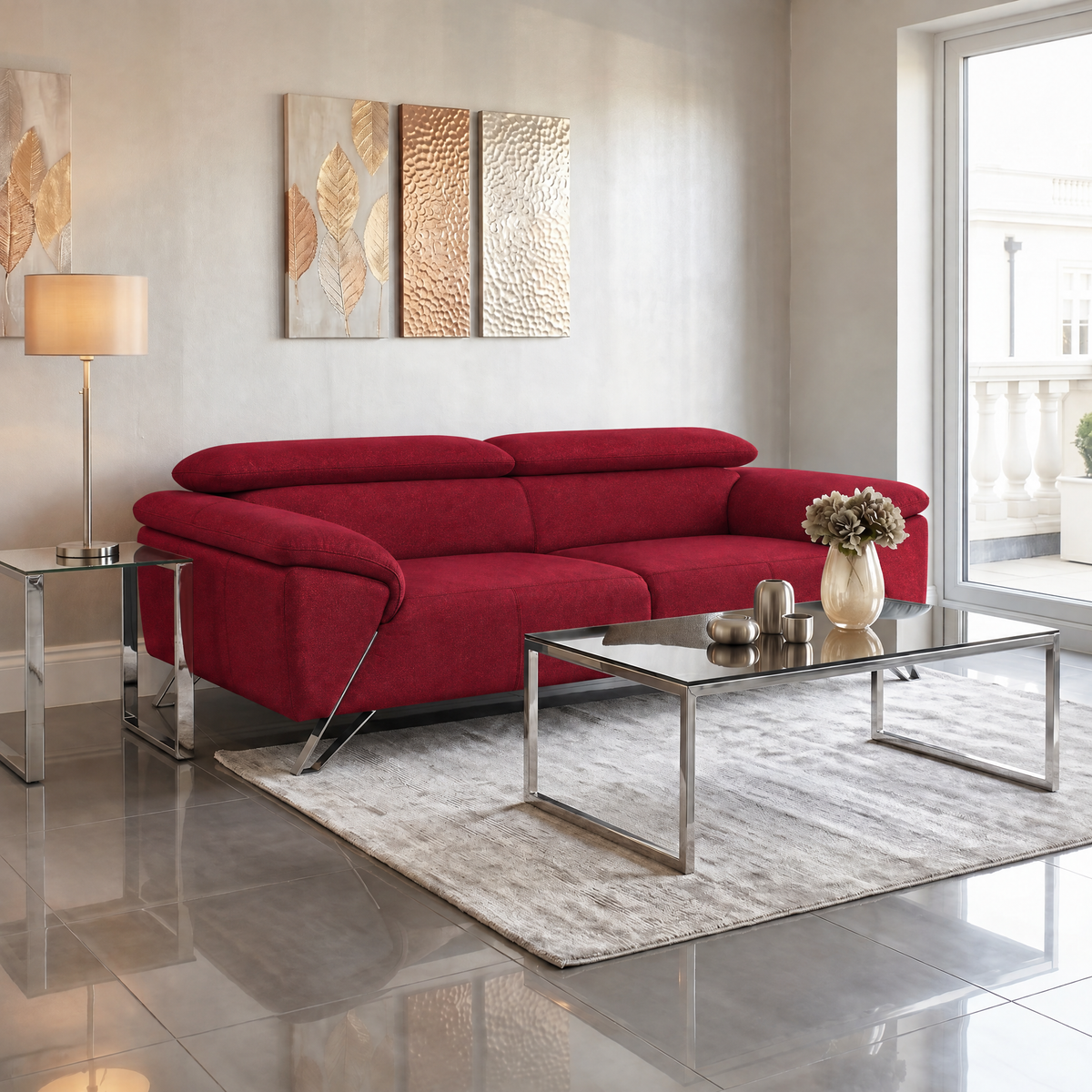 Nicoletti Puccini 3 Seater Sofa - 3 Seater Sofa NA — Coupe' FR 305 Rosso, gallery image 3