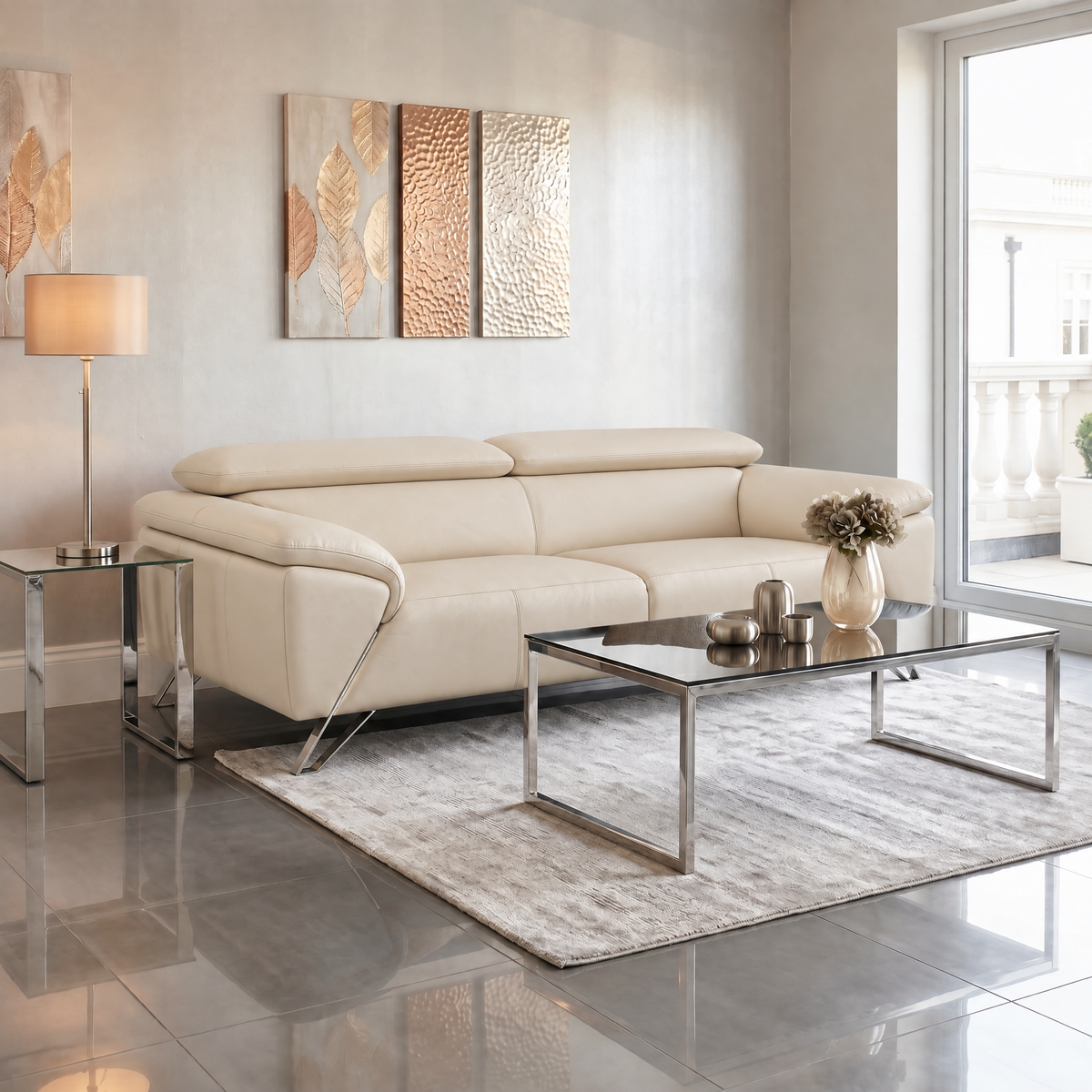 Nicoletti Puccini 3 Seater Sofa - 3 Seater Sofa NA — Coupe' FR 408 Beige, gallery image 3
