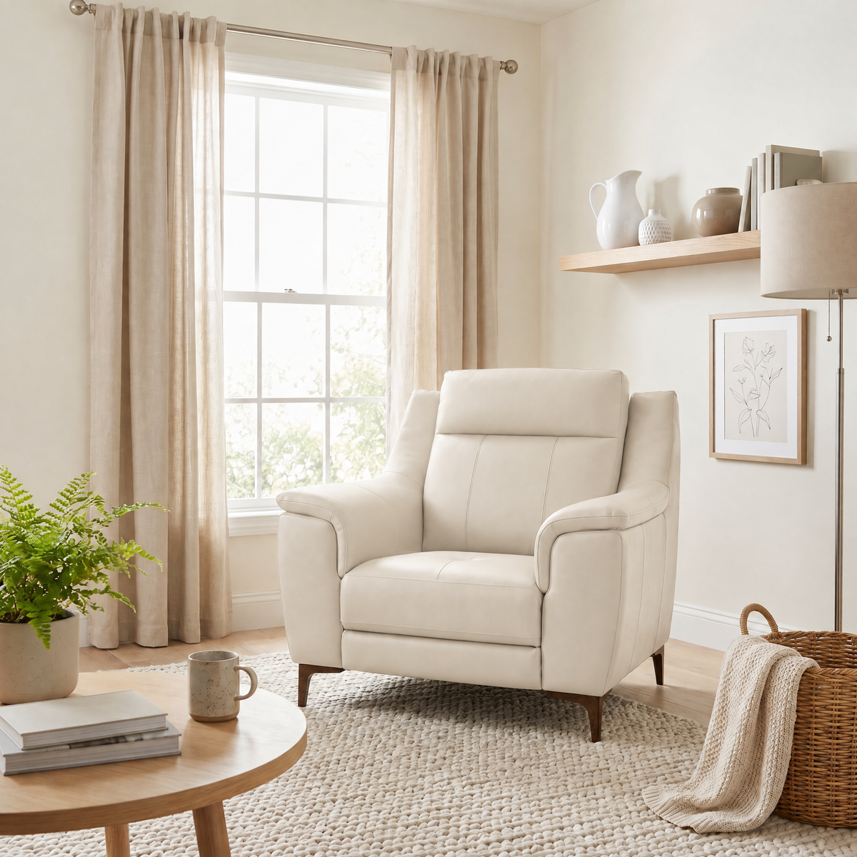 Nicoletti Carmen Armchair - Armchair CB — Feet: Graubraun / Torello PS Bianco 93, gallery image 3