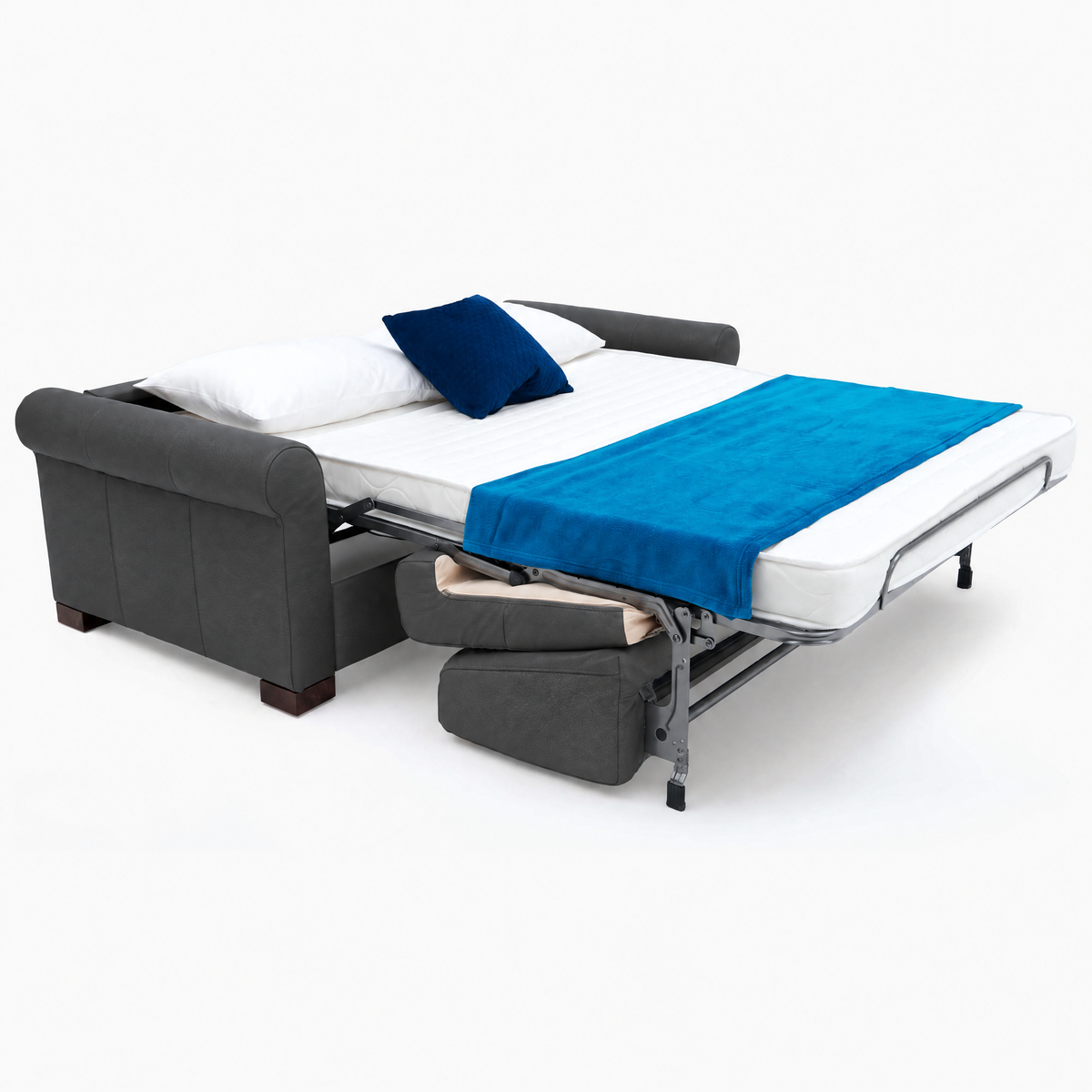 Nicoletti Carlotta 3 Seater Sofa Bed with Curved Arms - 2.5 Sofabed with Arms Rondo CB — Torello Nero 71, gallery image 1