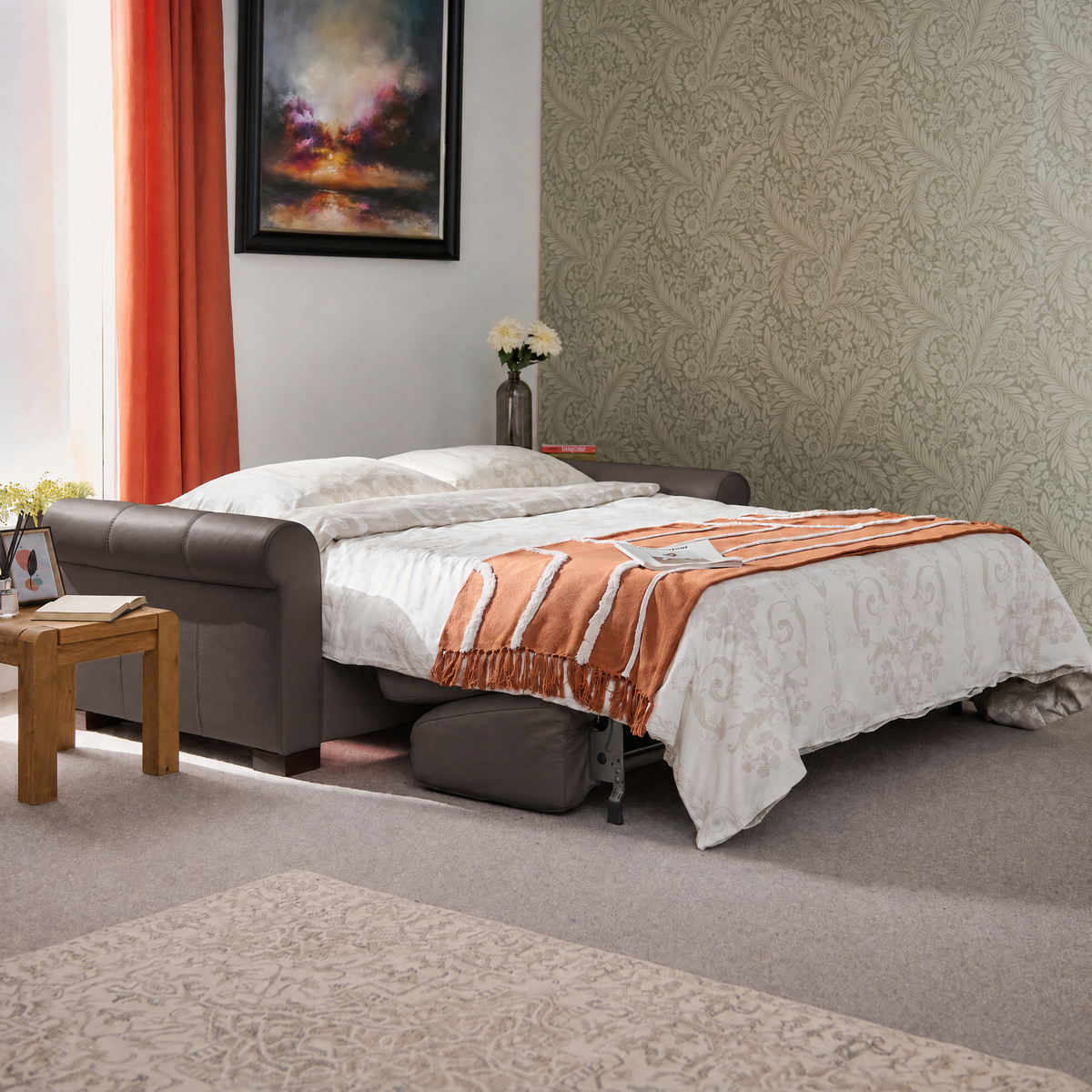 Nicoletti Carlotta 3 Seater Sofa Bed with Curved Arms - 2.5 Sofabed with Arms Rondo CB — Torello Chocol-S 91, gallery image 2