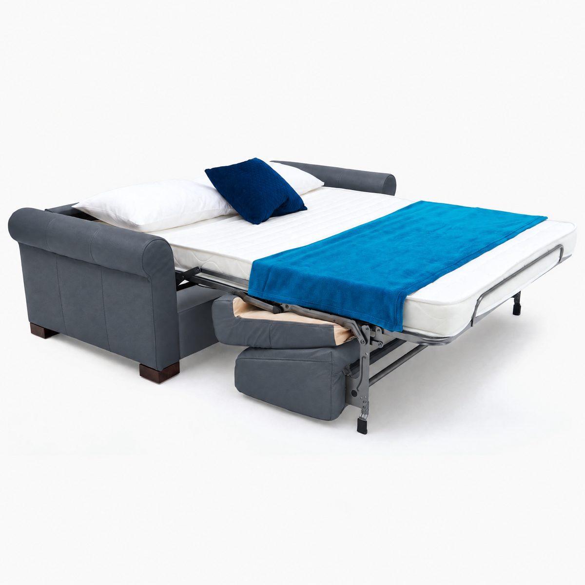 Nicoletti Carlotta 3 Seater Sofa Bed with Curved Arms - 2.5 Sofabed with Arms Rondo CB — Torello Blu-S 81, gallery image 3