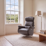 Nicoletti Happiness Recliner Armchair - Power Chair with Metal Base CB — Macao Grigio Scuro 327, gallery image 3